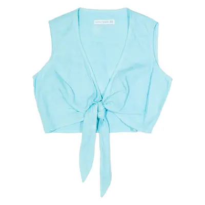 FAITHFULL THE BRAND Womens Vest Blue V-Neck Sleeveless Linen M