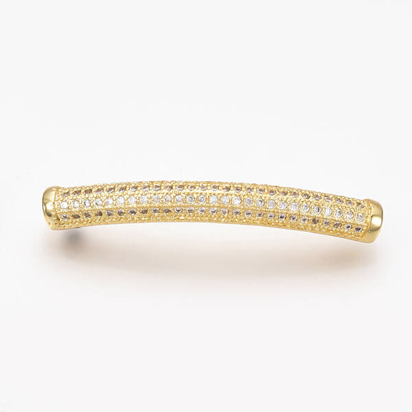 Brass Micro Pave Cubic Zirconia Tube Beads
