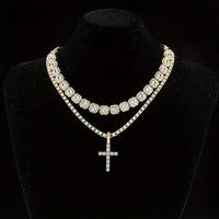 2pcs/set Amazing Hip Hop Cuban Chain Cross Design Pendant Necklace - Fashion Pendant for Women and Men with Jewelry Gift Idea...