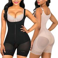Women's Adjustable Strap Lace Trim Zip Front Shapewear Romper,High Stretch Open Bust Shapewear Bodysuit,Tummy Control Butt Li...