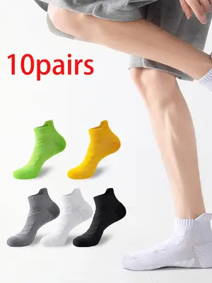 Unisex Solid Color Low Cut Socks, Athletic Running Socks, Breathable Comfortable Socks for Men & Women, Multipack Knit Socks,...