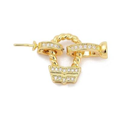 Brass Micro Pave Clear Cubic Zirconia Fold Over Clasps