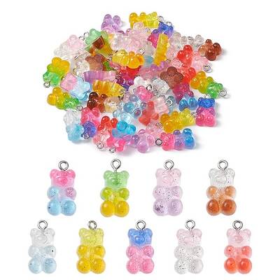 45Pcs 9 Colors Transparent Resin Pendants