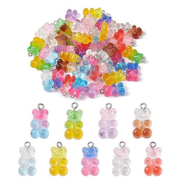 45Pcs 9 Colors Transparent Resin Pendants