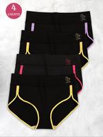 【Plus Size】 Contrast Binding Letter & Heart Pattern Brief, Soft Casual Comfy Breathable Knicker for Daily Wear, Women's U...