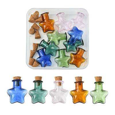 10Pcs 5 Colors Mini High Borosilicate Glass Bottle Bead Containers