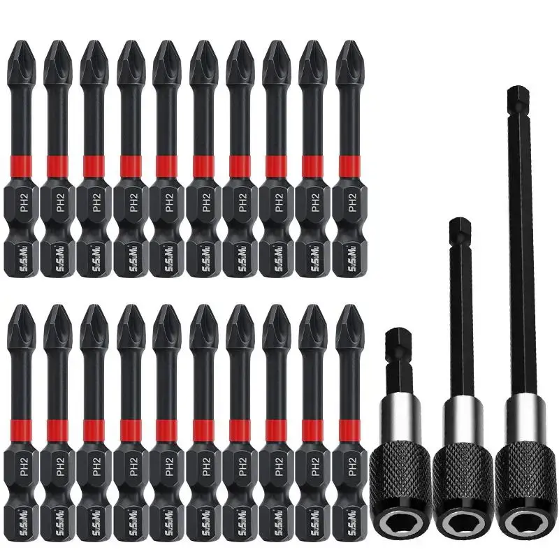 Magnetic Impact Cross Drill Bit Set, Self-locking Quick Buckle Rod Set, Screwdriver Drill Bit Set, Power Tool Accessories, Sc...