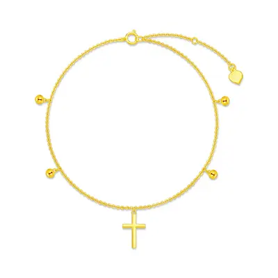 14K Gold Cross Charm Bracelet