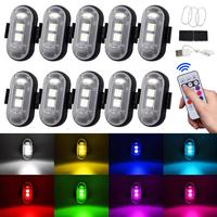 Dazone 2-10PCS Wireless RGB LED Strobe Light With Remote Control For Car Bike Motorcycle Flash Lamps Mini