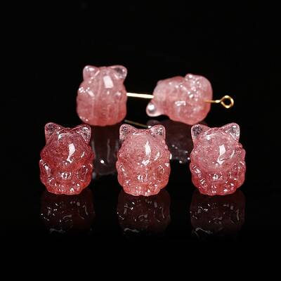 Natural Strawberry Quartz Carved Beads