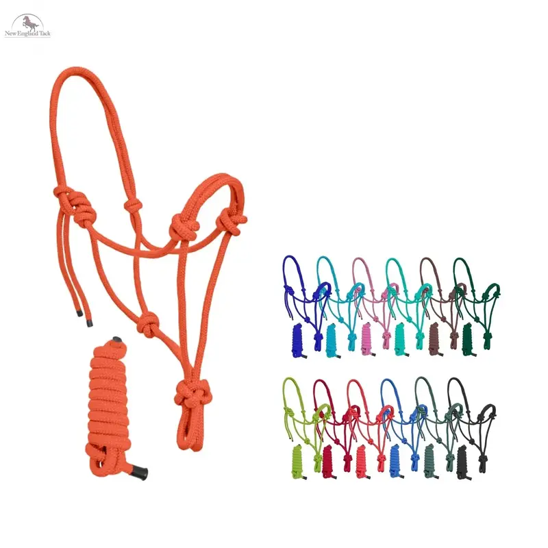 Nylon Adjustable Rope Halter 9Ft Lead - Durable Lightweight Tool for Equine Handling, Includes 9-Foot Lead for Convenient Con...