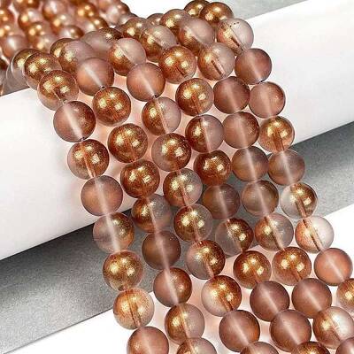 Frosted Transparent Glass Bead Strands