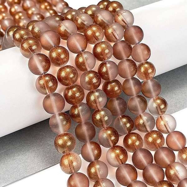 Frosted Transparent Glass Bead Strands