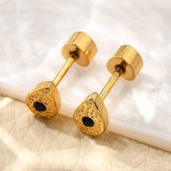 Ion Plating(IP) 304 Stainless Steel Teardrop Stud Earrings