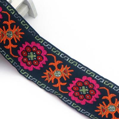Flat Ethnic Style Embroidery Polyester Ribbons