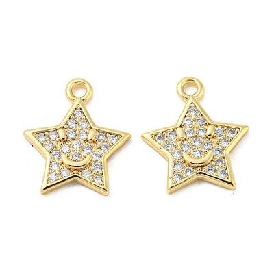 Brass Micro Pave Clear Cubic Zirconia Charms