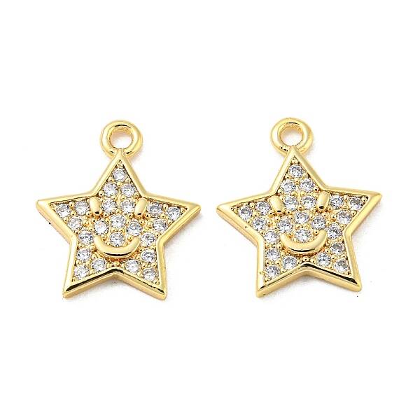 Brass Micro Pave Clear Cubic Zirconia Charms