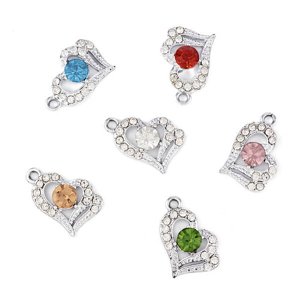 6Pcs 6 Colors Alloy Rhinestone Pendants