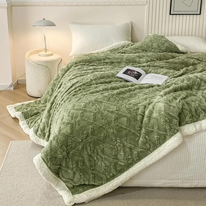 Double Sided Soft Bed Blanket, 1 Count Comfortable Warm Throw Blanket, Multipurpose Cozy Blanket for Home Office Bed Camping ...