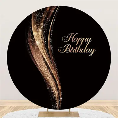 Aperturee Black Pink Spot Bokeh Round Birthday Party Backdrop | Round Backdrop Stand Covers | Round Backdrop Fabric Cover | R...