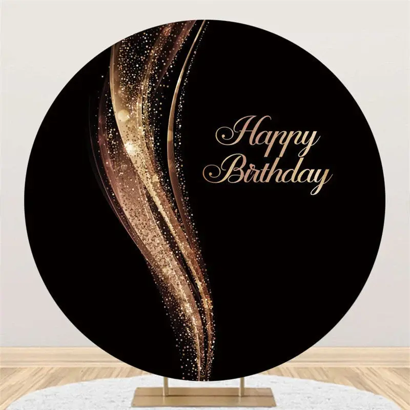 Aperturee Black Pink Spot Bokeh Round Birthday Party Backdrop | Round Backdrop Stand Covers | Round Backdrop Fabric Cover | R...