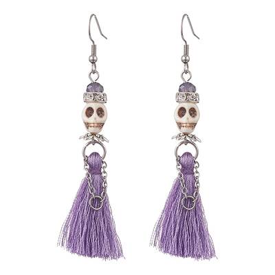 Synthetic Turquoise Skull Dangle Earrings
