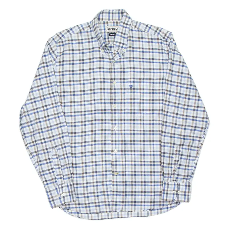 BARBOUR Mens Shirt Blue Check Long Sleeve M