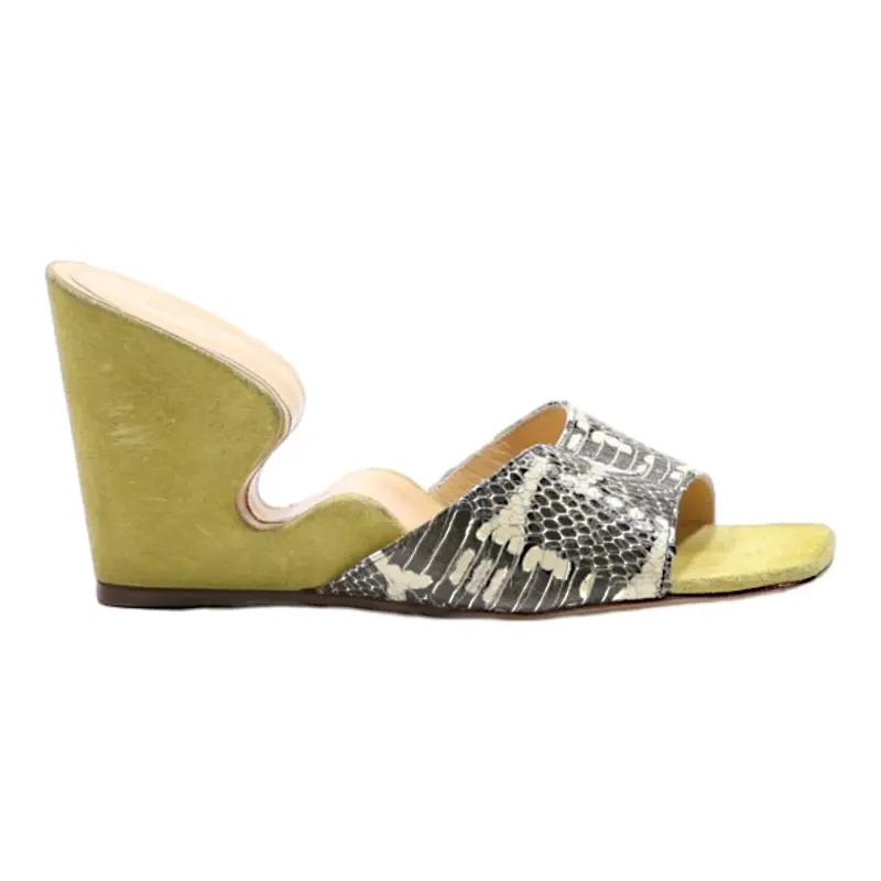 BY FAR Wedge Heels Yellow Suede Womens UK 4