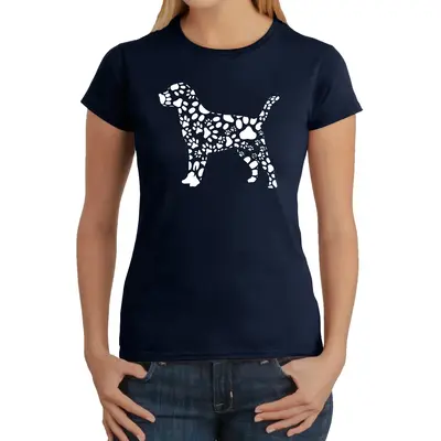 Dog Paw Prints - Women's Word Art T-Shirt - Kelly - X-Large