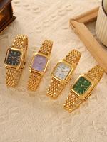 4-piece Women's Watch Set, Square Dial Fashionable Party Watch, Stylish Gift for Birthday, Mother's Day, Valentine's Day, Ele...
