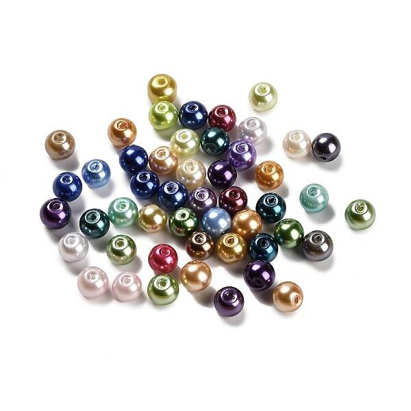 Baking Painted Pearlized Glass Pearl Round Bead