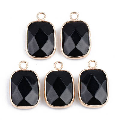 Faceted Natural Black Stone Pendants