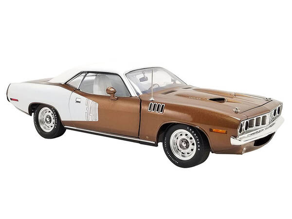 1971 Plymouth Barracuda Tahitian Walnut Metallic and White with White Vinyl Top Limited Edition to 258 pieces Worldwide 1/18 ...