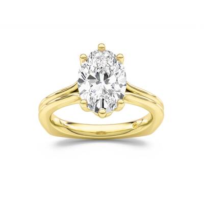 Fleur Oval Lab Grown Diamond Engagement Ring | 10K Yellow Gold 3 CT. TW.