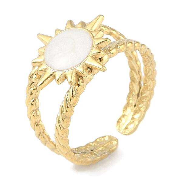 Ion Plating(IP) 304 Stainless Steel Enamel Cuff Finger Rings