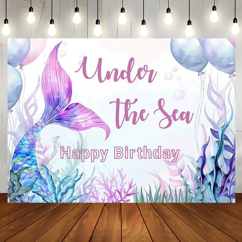 Under The Sea Mermaid Girls Backdrop for Birthday - Aperturee