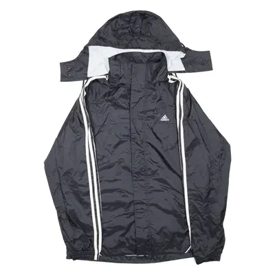 ADIDAS Mens Rain Jacket Black Nylon Hooded S