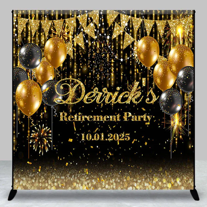 Custom Balloons Black Gold Retirement Party Backdrop - Aperturee