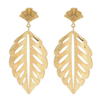 304 Stainless Steel Leaf Theme Stud Earrings For Women