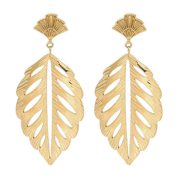 304 Stainless Steel Leaf Theme Stud Earrings For Women