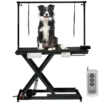 Garvee 50 Inch Electric Dog Grooming Table, Adjustable Heavy Duty X Lift Grooming Table for Large Dogs with Anti-Skid Tableto...