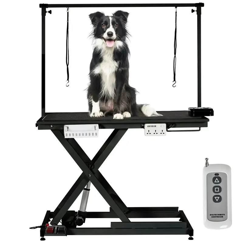 Garvee 50 Inch Electric Dog Grooming Table, Adjustable Heavy Duty X Lift Grooming Table for Large Dogs with Anti-Skid Tableto...