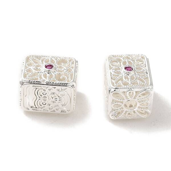 Rack Plating Brass Pave Clear Cubic Zirconia Beads