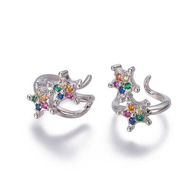Brass Cubic Zirconia Cuff Earrings