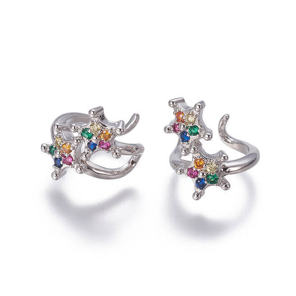 Brass Cubic Zirconia Cuff Earrings