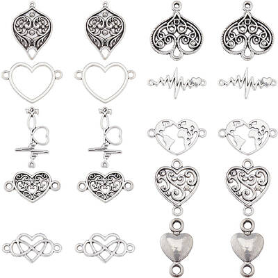 80Pcs 10 Styles Tibetan Style Alloy Connector Charms
