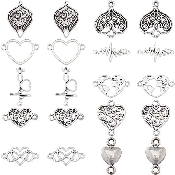 80Pcs 10 Styles Tibetan Style Alloy Connector Charms