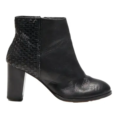 CAMAIEU Ankle Boots Black Leather Womens UK 4