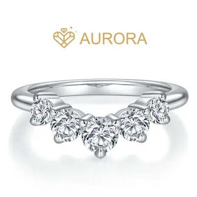 【#19 Melody】Full Moissanite main stone and side stone rings Band with 925 Sterling Silver Synthetic Moissanite