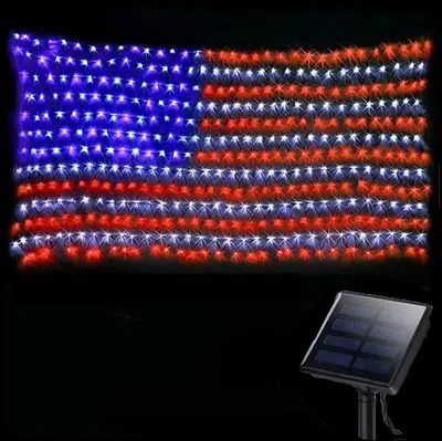 echosari Solar American Flag Lights Outdoor,420 LEDs American Flag Net Lights 6.5ft x 3.28ft Super Bright,Memorial Day Decora...